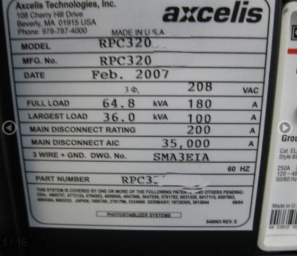 Axcelis M 860664-01 ED 111897 