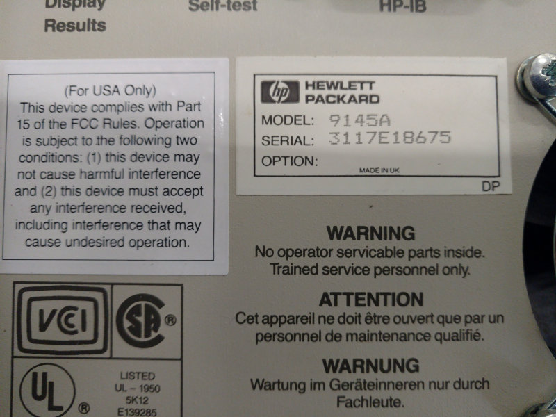 HP HEWLETT PACKARD 9145A